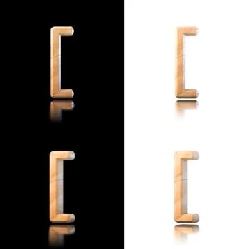 Three dimensional wooden bracket symbol. isolated on white and black. Stock Illustration