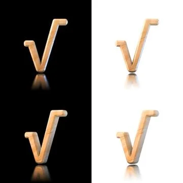 Three dimensional wooden root symbol. isolated on white and black. Stock Illustration