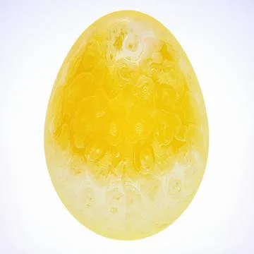 Three-dimensional yellow egg with textured shell on a white background. 3d re Stock Illustration
