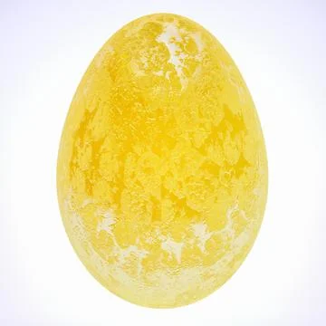 Three-dimensional yellow egg with textured shell on a white background. 3d re Stock Illustration