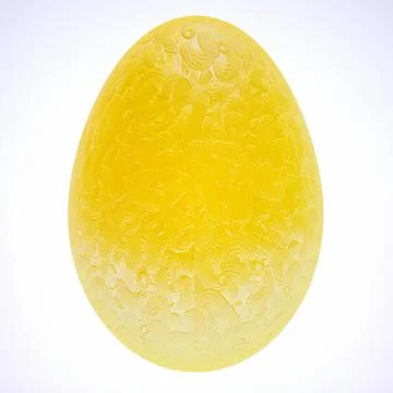 Three-dimensional yellow egg with textured shell on a white background. 3d re Stock Illustration