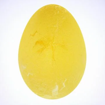 Three-dimensional yellow egg with textured shell on a white background. 3d re Stock Illustration