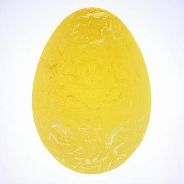 Three-dimensional yellow egg with textured shell on a white background. 3d re Stock Illustration