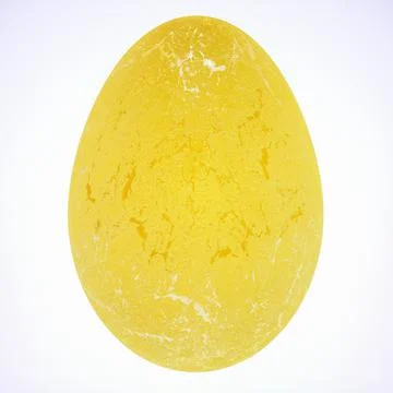 Three-dimensional yellow egg with textured shell on a white background. 3d re Stock Illustration