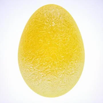 Three-dimensional yellow egg with textured shell on a white background. 3d re Stock Illustration