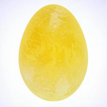 Three-dimensional yellow egg with textured shell on a white background. 3d re Stock Illustration