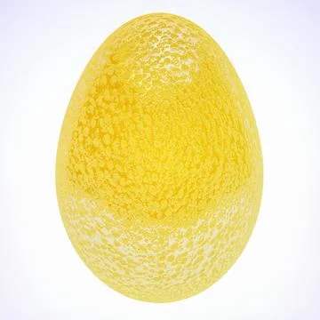 Three-dimensional yellow egg with textured shell on a white background. 3d re Stock Illustration