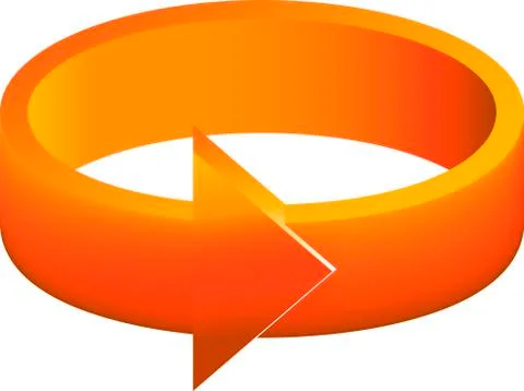 Three dimensions ring arrow with circular path. Isolated. Stock Illustration