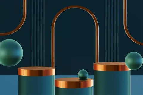 Three dimentional interoir show case with podiums Stock Illustration