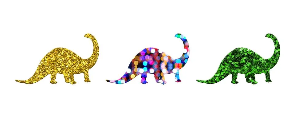Three dinosaurs with different patterns isolated on a white background Illustrazione stock