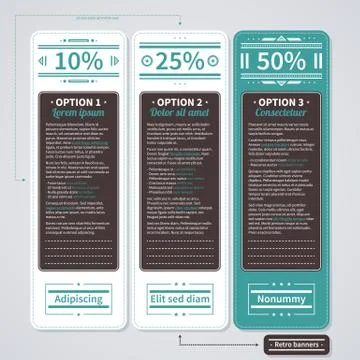 Three discount banners in retro style. EPS10. Stock Illustration