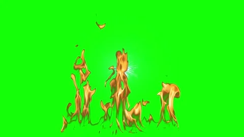 Three distinct animated fire effects burning brightly against solid chroma key 库存影片 345134967