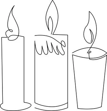 Three distinct candles with unique designs and flames illustrated in a simp.. Stock Illustration