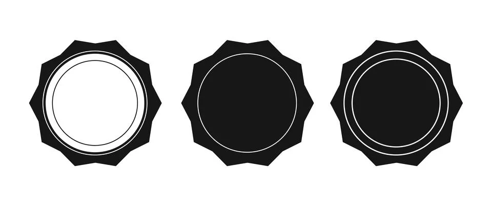 Three distinct decorative circular designs featuring varying shades and out.. Stock Illustration