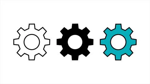 Three distinct gear icons 库存插图