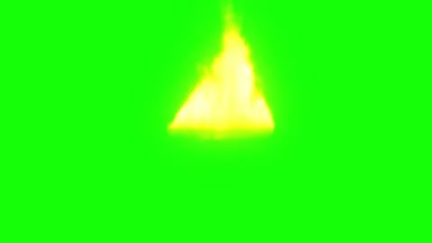 Three distinct yellow fire flames burning isolated against bright solid green Stock Footage 340940717