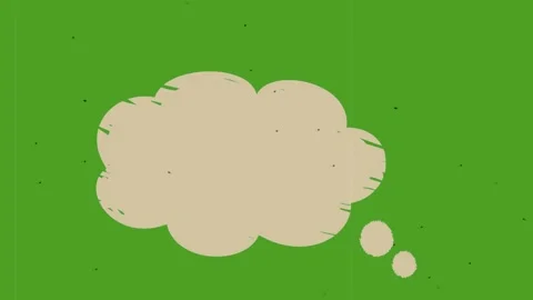 Three distressed beige thought bubbles floating across vibrant green background Stock-Footage 346129645