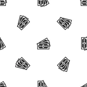 Three dollar bills pattern seamless black Stock Illustration