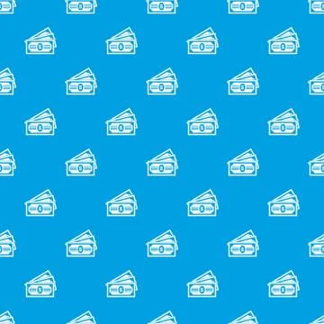 Three dollar bills pattern seamless blue Stock Illustration