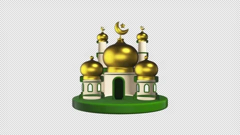 Three domed structure with green base and white walls Loop Alpha Stock Footage 308228362