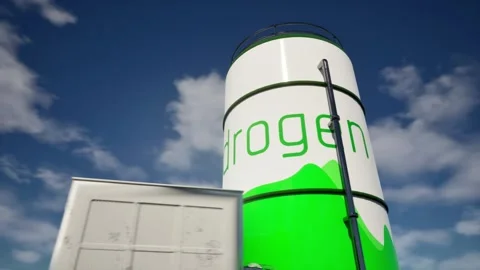 Three domensional animation with green hydrogen station. Clear power energy  Stock Footage 323674571