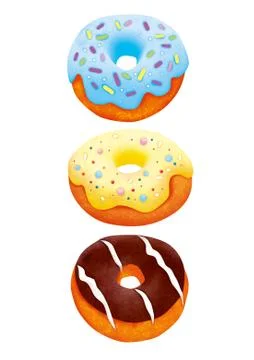 Three donuts illustration with clipping path Stock Illustration