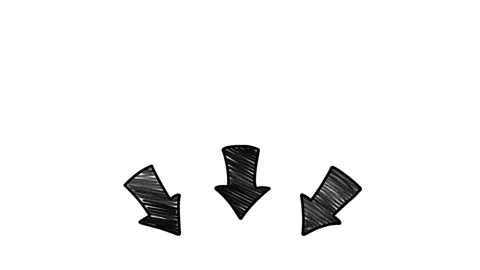 Three doodle arrows pointing down, loopable hand drawn animation Stock Footage 213233220