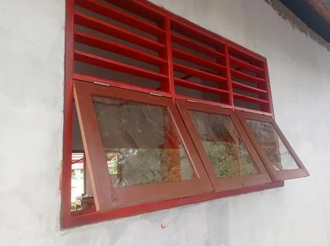Three-door window of a building Stock Photos