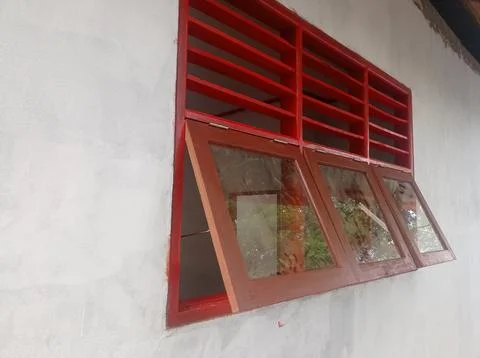 Three-door window of a building Stock Photos