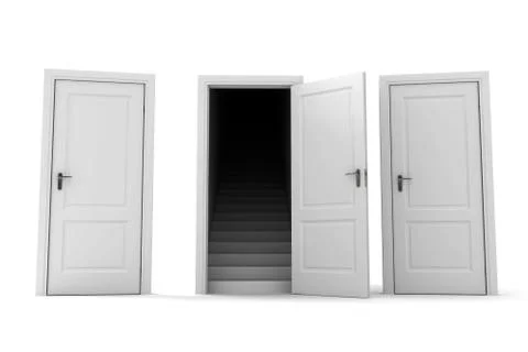 Three doors, one open Stock Illustration