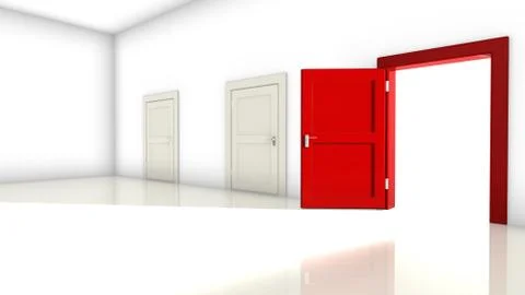 Three doors in a room Illustrazione stock