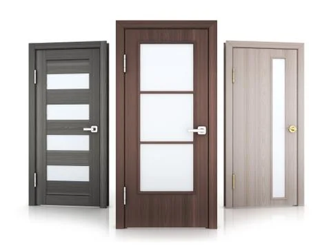 Three doors row on white background. 3d illustration. Stock Illustration