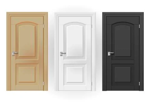 Three doors on white background Stock Illustration