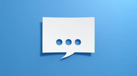 Three Dots. Speech Bubble. White cut out paper. 3D Render. イラスト素材