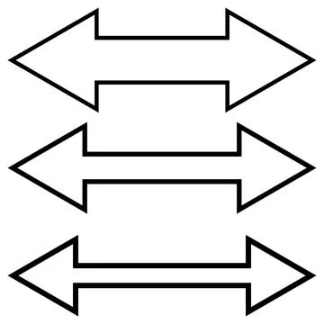 Three double sided arrows in various sizes Illustrazione stock