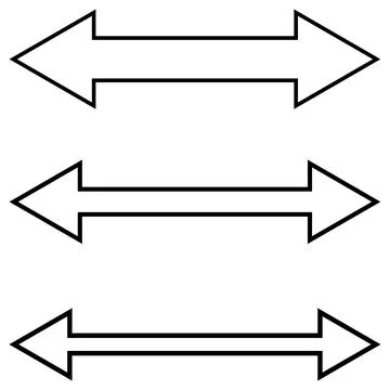 Three double sided arrows in various sizes Illustrazione stock