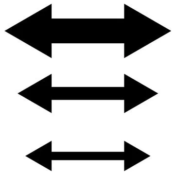 Three double sided arrows in various sizes Stock Illustration