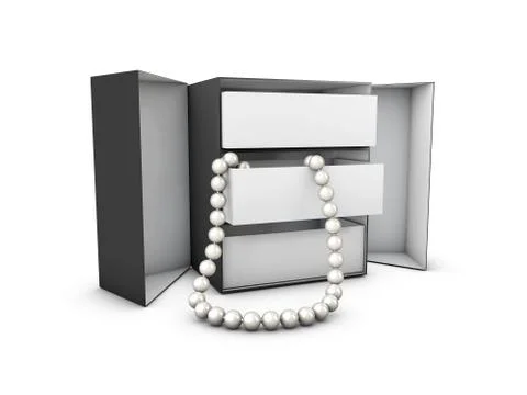 Three-drawer box in isometric view, 3d illustration with layers isolated on w Stock Illustration