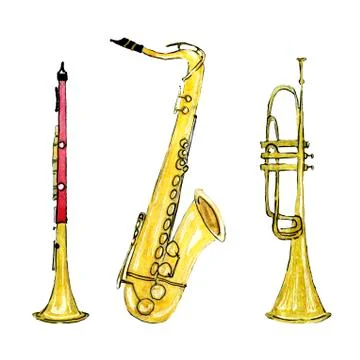 Three drawn wond instruments Stock Illustration