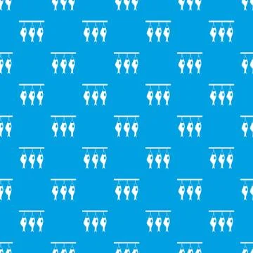 Three dried fish hanging on a rope pattern seamless blue イラスト素材