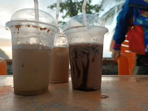Three drinks on the table Foto stock