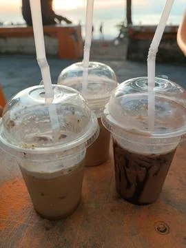 Three drinks on the table Stock Photos