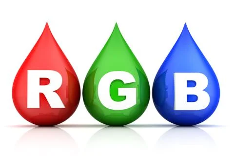 Three drop of paint RGB on white background. 3d illustration Stock Illustration