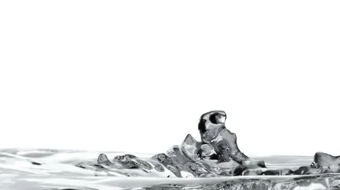 Three drops falling in the water. three water crown Stock Footage 50356825