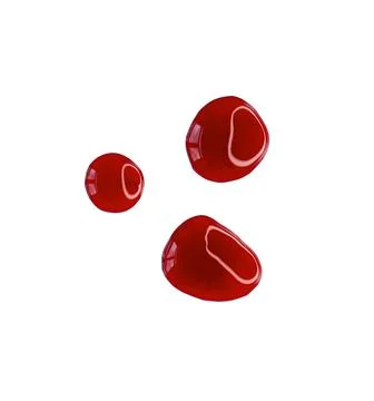 Three drops of red sweet jam or sauce isolated on white, clipping path Stock Photos
