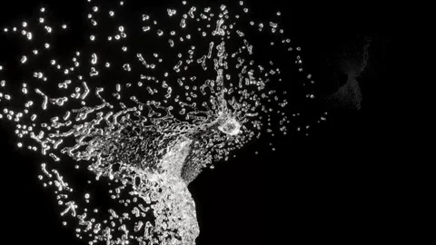 Three drops water collider on black bg super slow motion Stock Footage 303636594