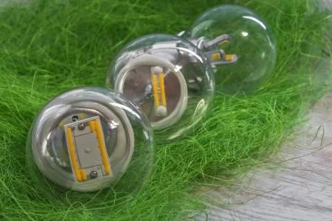 Three E27 LED bulbs with different power and chips Stock Photos
