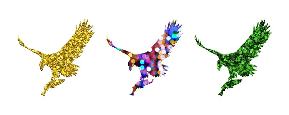 Three eags with different patterns isolated on a white background Stock Illustration