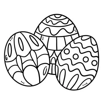 Three Easter Eggs Isolated Coloring Page for Kids Stock Illustration