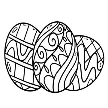 Three Easter Eggs Isolated Coloring Page for Kids Stock Illustration